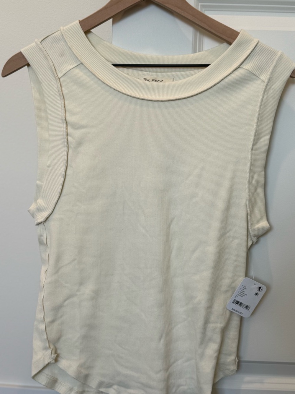 We The Free Cream Ribbed Sleeveless Tank